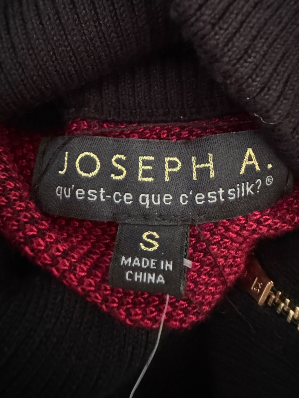 NWT JOSEPH A. Floral Rose Knit Poncho Turtleneck Sweater Sz S Red Black Gold $78 - Picture 9 of 9